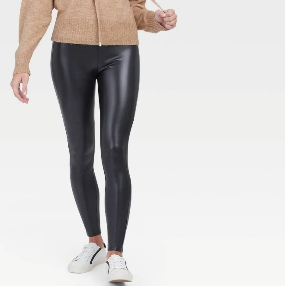 Assets By Spanx Women's Pants Faux Leather Leggings black size medium